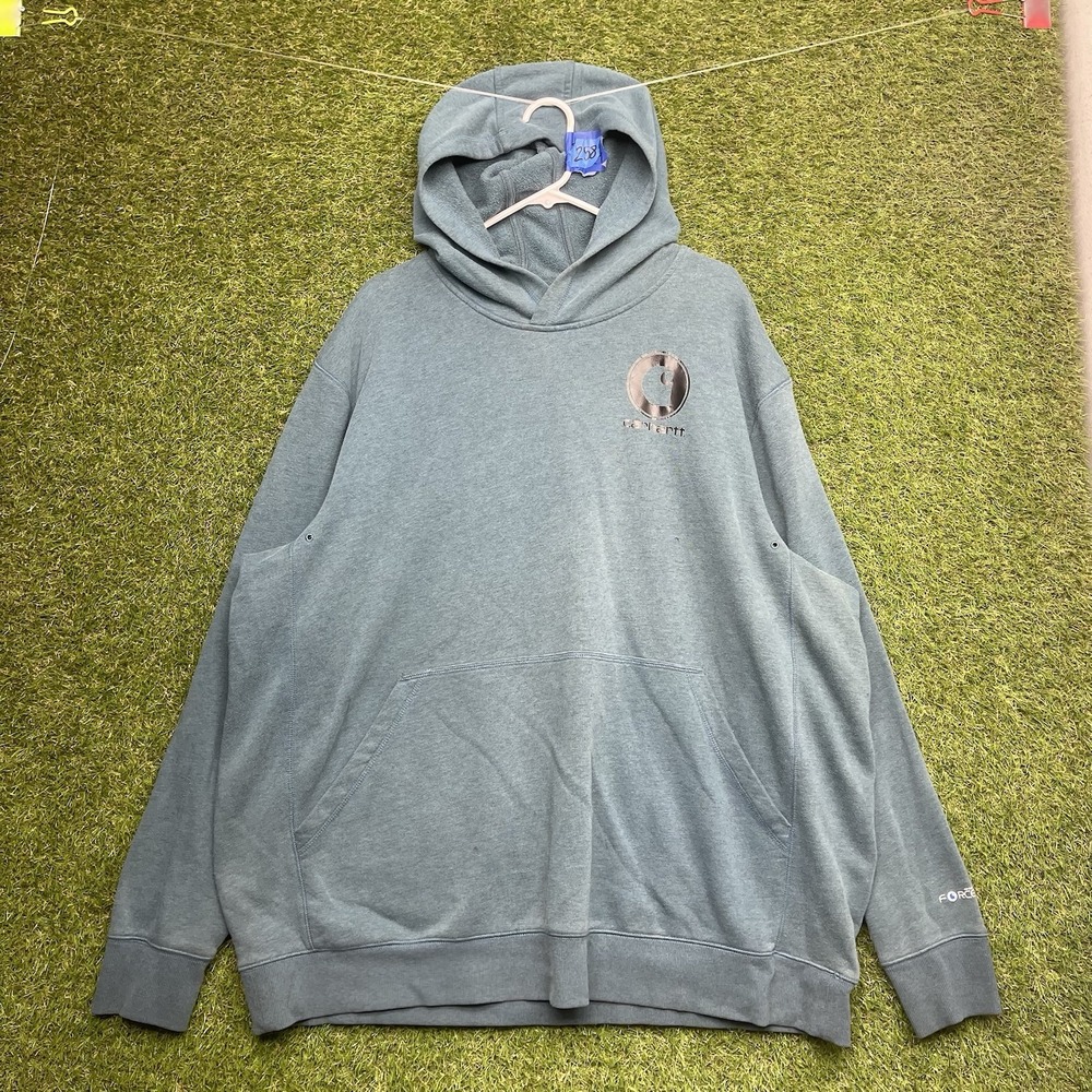 Carhartt Force Sweatshirt Mens 3XL Blue Cotton Hoodie Workwear Relaxed Fit